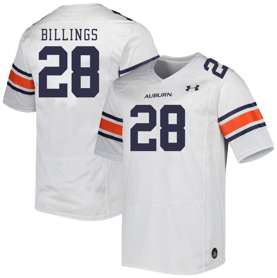 Men #28 Jackson Billings Auburn Tigers College Football Jerseys Stitched-White - Click Image to Close